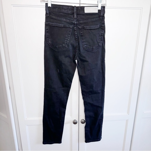 Re/Done Comfort Stretch High Rise Ankle Crop In Black 25 Y2K Grunge Punk - Picture 8 of 15